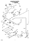 MANIFOLD PARTS Diagram and Parts List for SF303PEPQ1  Whirlpool Range