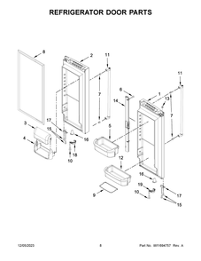 Refrigerator Door Parts Diagram and Parts List for KRFF305ESS08  KitchenAid Refrigerator