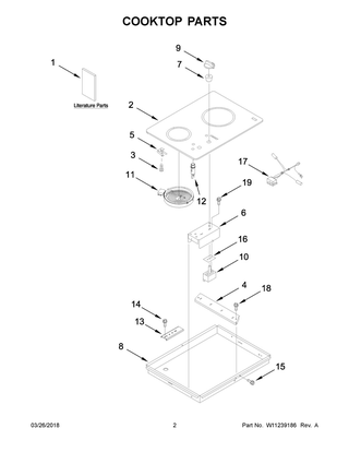 Cooktop Parts Diagram and Parts List for W5CE1522FB01  Whirlpool Cooktop