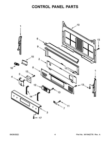 Control Panel Parts Diagram and Parts List for WFG525S0JW5  Whirlpool Range