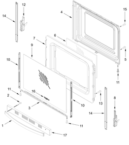 Door Parts Diagram and Parts List for WFES3330RZ2  Whirlpool Range