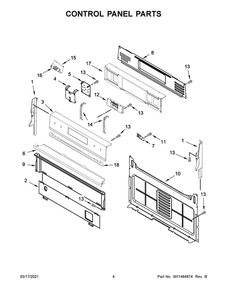 Control Panel Parts Diagram and Parts List for WFG550S0HB2  Whirlpool Range