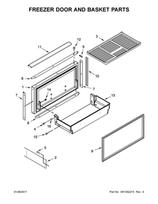 Freezer Door And Basket Parts Diagram and Parts List for KBFN402EPA02  KitchenAid Refrigerator