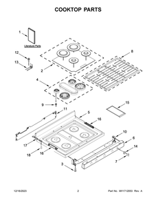 Cooktop Parts Diagram and Parts List for WFG775H0HZ6  Whirlpool Range