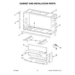 Cabinet And Installation Parts Diagram and Parts List for WMBT7030SZ00  Whirlpool Microwave
