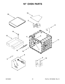 18 Inch Oven Parts Diagram and Parts List for JGRP748HL01  Whirlpool Range