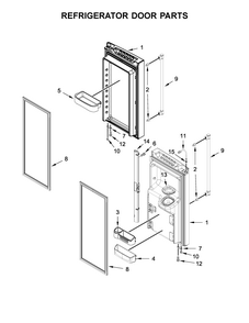 Refrigerator Door Parts Diagram and Parts List for IX7DDEXGZ000  Whirlpool Refrigerator