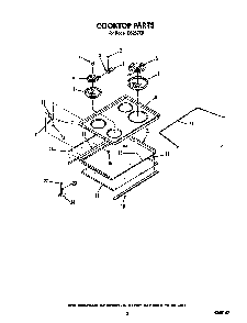 Cooktop Diagram and Parts List for D5257X0  Roper Range