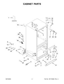 02 - Cabinet Parts Diagram and Parts List for WRF560SMHZ05  Whirlpool Refrigerator