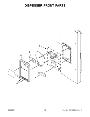 09 - DISPENSER FRONT PARTS Diagram and Parts List for WRF550CDHZ00  Whirlpool Refrigerator