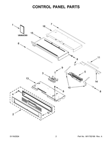 Control Panel Parts Diagram and Parts List for KOES530PSS00  KitchenAid Wall Oven