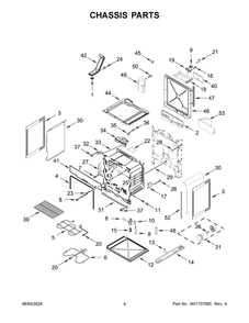Chassis Parts Diagram and Parts List for WEE515S0LV3  Whirlpool Range