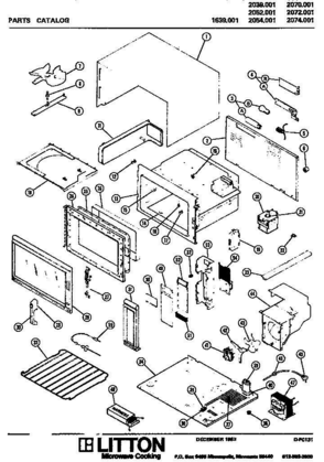 01 - Page 1 Diagram and Parts List for 2039001  Whirlpool Microwave