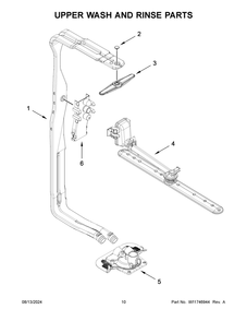 06 - Upper Wash And Rinse Parts Diagram and Parts List for MDPS6124RZ1  Whirlpool Dishwasher