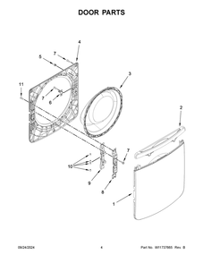 03 - Door Parts Diagram and Parts List for MFW7020RF0  Whirlpool Washer