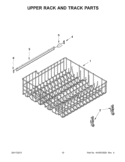 UPPER RACK AND TRACK PARTS Diagram and Parts List for IUD3100BW1  Whirlpool Dishwasher