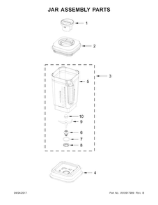 Jar Assembly Parts Diagram and Parts List for 5KSB8270BCA0  KitchenAid Blender