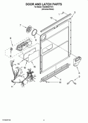 DOOR AND LATCH PARTS Diagram and Parts List for 7GU3800XTVY0  Whirlpool Dishwasher