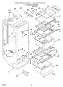 REFRIGERATOR LINER Diagram and Parts List for 4YED20TKFN05  Whirlpool Refrigerator