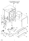 TUB ASSEMBLY Diagram and Parts List for DU929PFGB0  Whirlpool Dishwasher