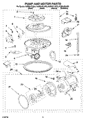 PUMP AND MOTOR PARTS Diagram and Parts List for KUDS01FLWH0  KitchenAid Dishwasher