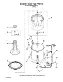 BASKET AND TUB PARTS Diagram and Parts List for 3DWTW4740YQ0  Whirlpool Washer