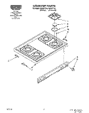 COOKTOP AND CONTROL PANEL Diagram and Parts List for FGS387YW2  Roper Range