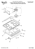 COOKTOP, LITERATURE Diagram and Parts List for GY395LXGZ2  Whirlpool Range