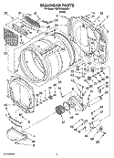 BULKHEAD PARTS Diagram and Parts List for 7MWGD8500SR1  Whirlpool Dryer