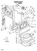 CABINET PARTS Diagram and Parts List for LER6636PW0  Whirlpool Dryer
