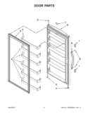 DOOR PARTS Diagram and Parts List for EV180NZBQ00  Whirlpool Freezer