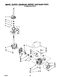 BRAKE, CLUTCH, GEARCASE, MOTOR AND PUMP Diagram and Parts List for RAB4132AW0  Roper Washer