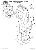AIR FLOW AND CONTROL PARTS Diagram and Parts List for RD50CBM3  Roper Dehumidifier
