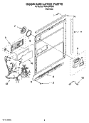 DOOR AND LATCH PARTS Diagram and Parts List for KUDL03ITSS0  KitchenAid Dishwasher