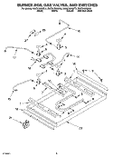 BURNER BOX, GAS VALVES, AND SWITCHES Diagram and Parts List for KGCS105GSS3  KitchenAid Cooktop