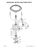 GEARCASE, MOTOR AND PUMP PARTS Diagram and Parts List for 3LWTW4740YQ1  Whirlpool Washer