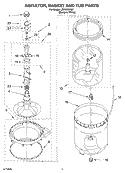 AGITATOR, BASKET AND TUB PARTS Diagram and Parts List for LSR6332KQ1  Whirlpool Washer