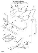 MANIFOLD Diagram and Parts List for SF303PEKT0  Whirlpool Range