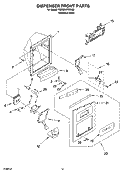 DISPENSER FRONT PARTS Diagram and Parts List for KSRB25FRBX00  KitchenAid Refrigerator