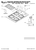 COOKTOP, BURNER AND GRATE PARTS Diagram and Parts List for SCS3017RS03  Whirlpool Cooktop