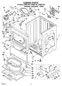 CABINET PARTS Diagram and Parts List for GEQ8811PL1  Whirlpool Dryer
