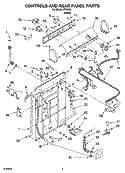 CONTROLS AND REAR PANEL PARTS Diagram and Parts List for IP42001  Inglis Washer