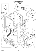 CABINET Diagram and Parts List for LGR3634JW2  Whirlpool Dryer