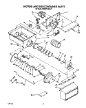 MOTOR AND ICE CONTAINER Diagram and Parts List for KSRB27QXBL01  KitchenAid Refrigerator