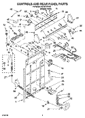CONTROLS AND REAR PANEL PARTS Diagram and Parts List for 3XLSQ7533JQ3  Whirlpool Washer