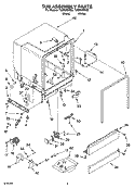 TUB ASSEMBLY PARTS Diagram and Parts List for TUD6900PB2  Estate Dishwasher
