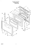DOOR Diagram and Parts List for SES374HQ1  Whirlpool Range