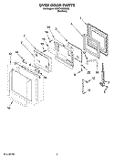 OVEN DOOR PARTS Diagram and Parts List for KEBC167MSS03  KitchenAid Wall Oven