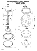 AGITATOR, BASKET AND TUB PARTS Diagram and Parts List for LSQ9650PG4  Whirlpool Washer