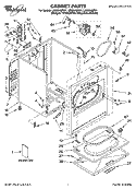 CABINET PARTS Diagram and Parts List for LER8648PW1  Whirlpool Dryer
